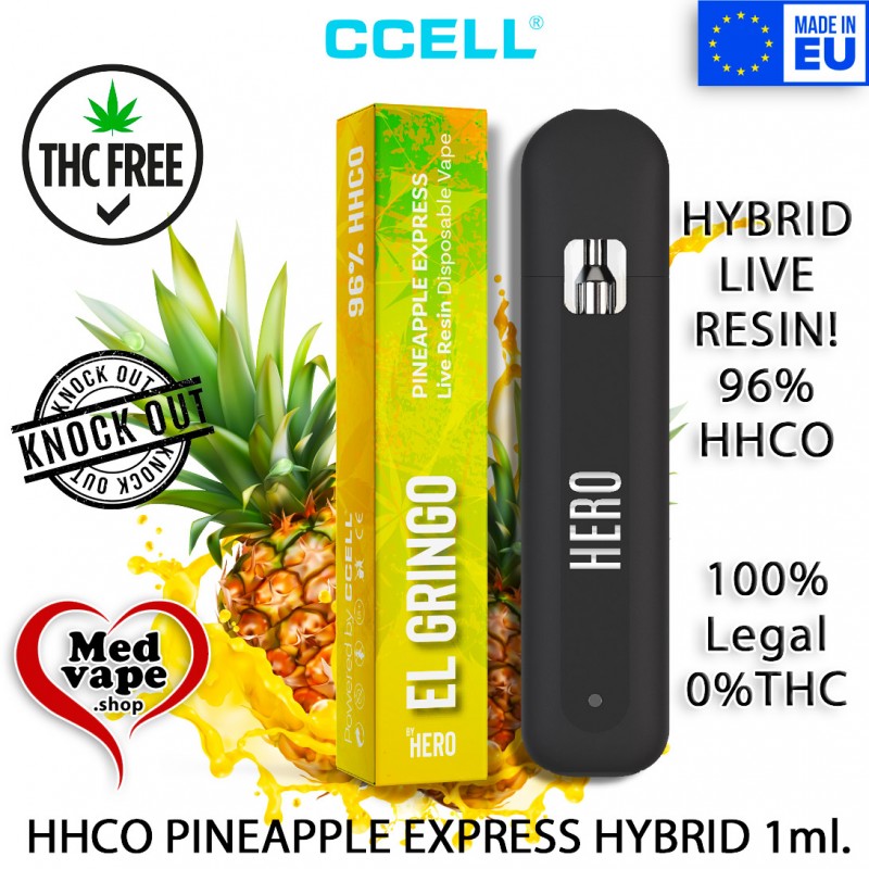 HHCO VAPE 96% PINEAPPLE EXPRESS HYBRID LIVE RESIN - EL GRINGO WEED MEDVAPE