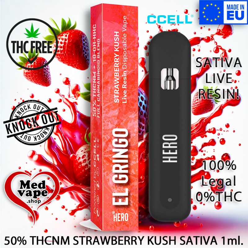 50% THCNM VAPE STRAWBERRY KUSH SATIVA 1ml - EL GRINGO