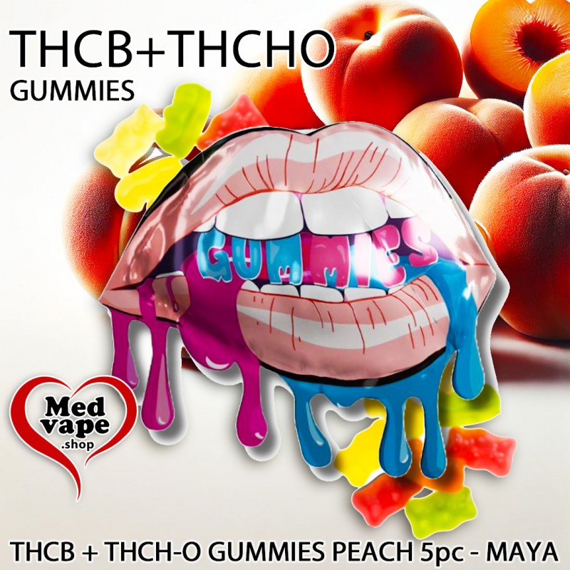 THCB + THCH-O GUMMIES PEACH 5pc - MAYA CANNABIS WEED THC LEGAL